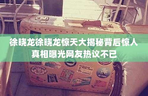 徐晓龙徐晓龙惊天大揭秘背后惊人真相曝光网友热议不已