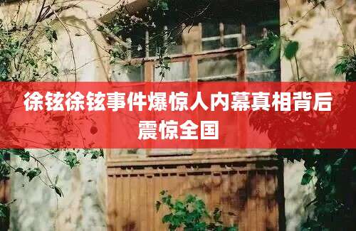 徐铉徐铉事件爆惊人内幕真相背后震惊全国