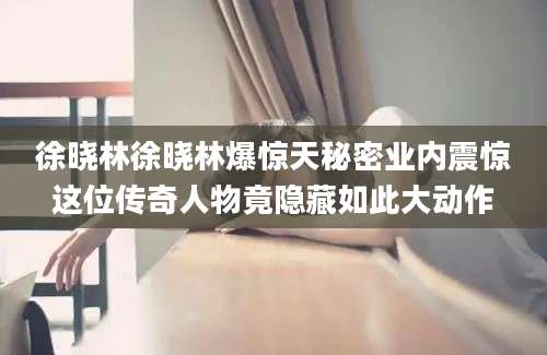 徐晓林徐晓林爆惊天秘密业内震惊这位传奇人物竟隐藏如此大动作