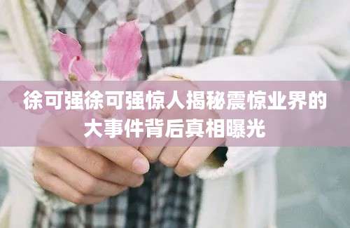 徐可强徐可强惊人揭秘震惊业界的大事件背后真相曝光