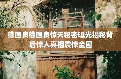徐国良徐国良惊天秘密曝光揭秘背后惊人真相震惊全国