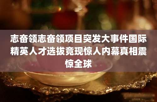 志奋领志奋领项目突发大事件国际精英人才选拔竟现惊人内幕真相震惊全球