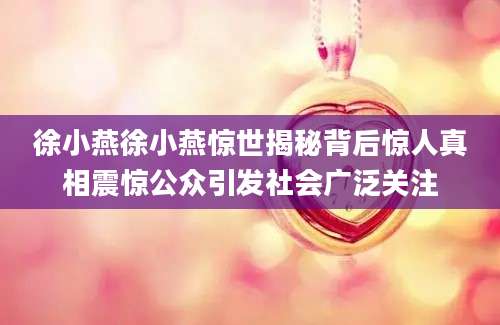 徐小燕徐小燕惊世揭秘背后惊人真相震惊公众引发社会广泛关注