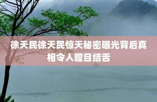 徐天民徐天民惊天秘密曝光背后真相令人瞠目结舌