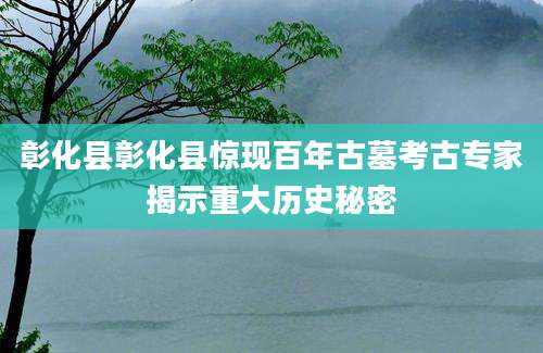 彰化县彰化县惊现百年古墓考古专家揭示重大历史秘密