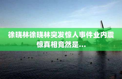 徐晓林徐晓林突发惊人事件业内震惊真相竟然是...