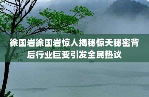 徐国岩徐国岩惊人揭秘惊天秘密背后行业巨变引发全民热议