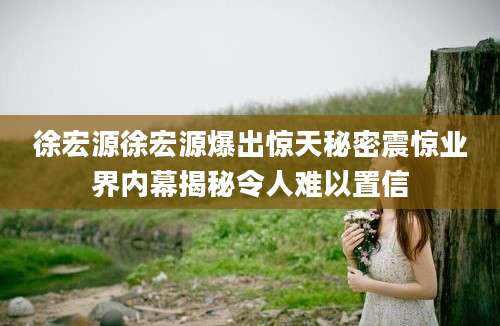 徐宏源徐宏源爆出惊天秘密震惊业界内幕揭秘令人难以置信