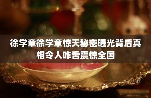 徐学章徐学章惊天秘密曝光背后真相令人咋舌震惊全国
