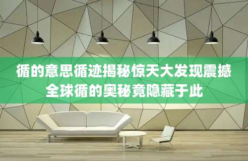 循的意思循迹揭秘惊天大发现震撼全球循的奥秘竟隐藏于此
