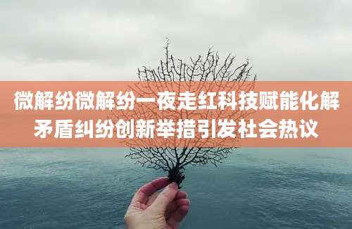 微解纷微解纷一夜走红科技赋能化解矛盾纠纷创新举措引发社会热议