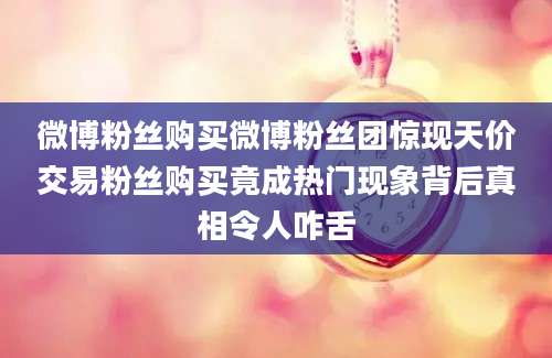 微博粉丝购买微博粉丝团惊现天价交易粉丝购买竟成热门现象背后真相令人咋舌