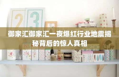 御家汇御家汇一夜爆红行业地震揭秘背后的惊人真相