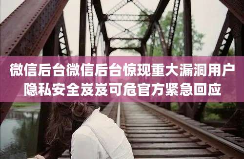 微信后台微信后台惊现重大漏洞用户隐私安全岌岌可危官方紧急回应