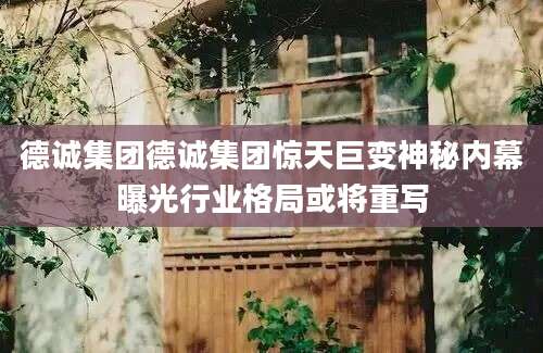德诚集团德诚集团惊天巨变神秘内幕曝光行业格局或将重写
