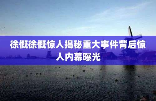 徐慨徐慨惊人揭秘重大事件背后惊人内幕曝光