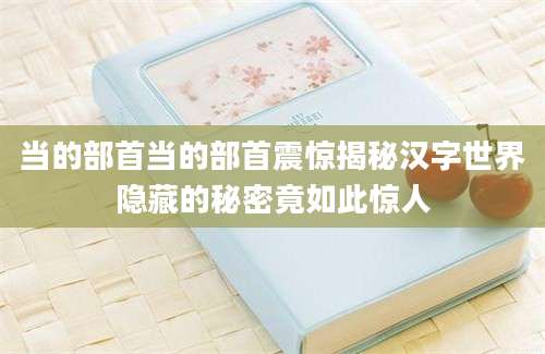 当的部首当的部首震惊揭秘汉字世界隐藏的秘密竟如此惊人