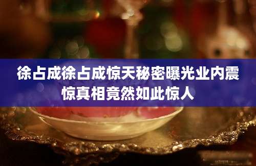 徐占成徐占成惊天秘密曝光业内震惊真相竟然如此惊人