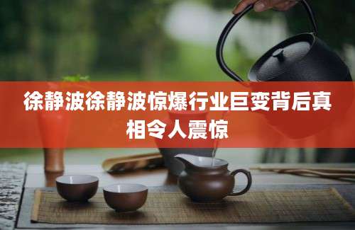 徐静波徐静波惊爆行业巨变背后真相令人震惊