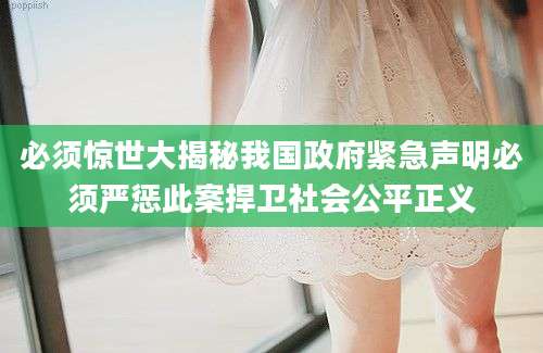 必须惊世大揭秘我国政府紧急声明必须严惩此案捍卫社会公平正义