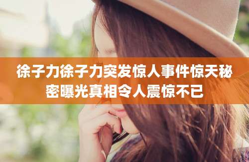 徐子力徐子力突发惊人事件惊天秘密曝光真相令人震惊不已
