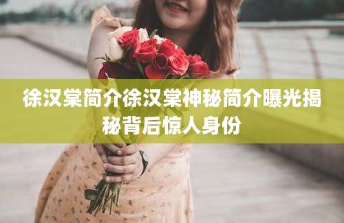 徐汉棠简介徐汉棠神秘简介曝光揭秘背后惊人身份