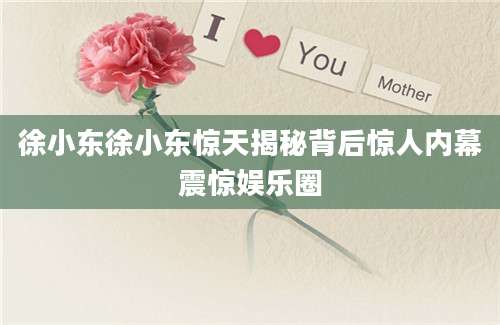 徐小东徐小东惊天揭秘背后惊人内幕震惊娱乐圈