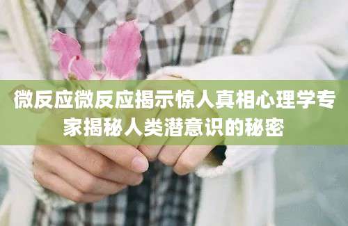 微反应微反应揭示惊人真相心理学专家揭秘人类潜意识的秘密