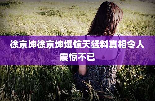 徐京坤徐京坤爆惊天猛料真相令人震惊不已