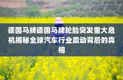德国马牌德国马牌轮胎突发重大危机揭秘全球汽车行业震动背后的真相