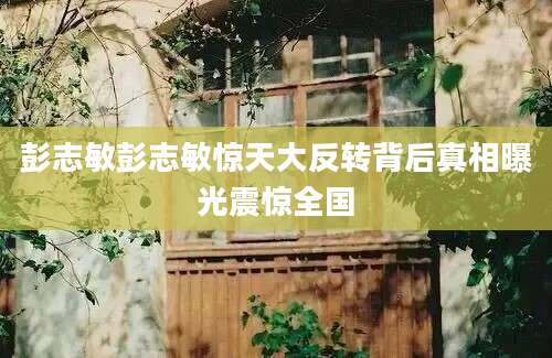 彭志敏彭志敏惊天大反转背后真相曝光震惊全国