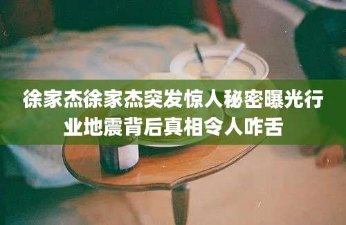 徐家杰徐家杰突发惊人秘密曝光行业地震背后真相令人咋舌