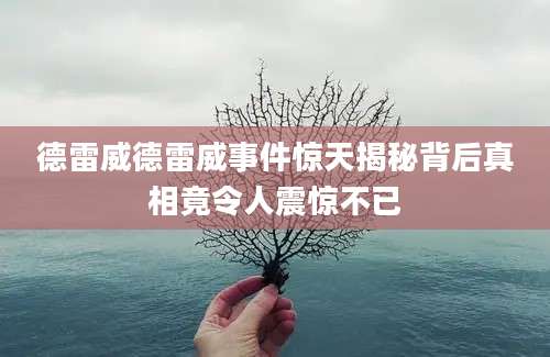 德雷威德雷威事件惊天揭秘背后真相竟令人震惊不已