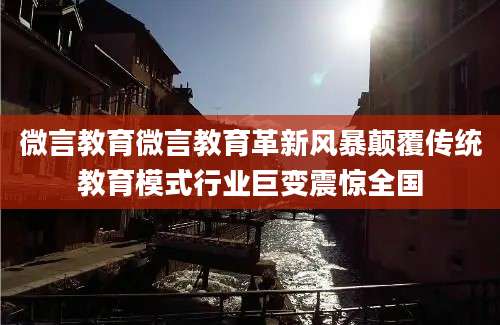 微言教育微言教育革新风暴颠覆传统教育模式行业巨变震惊全国