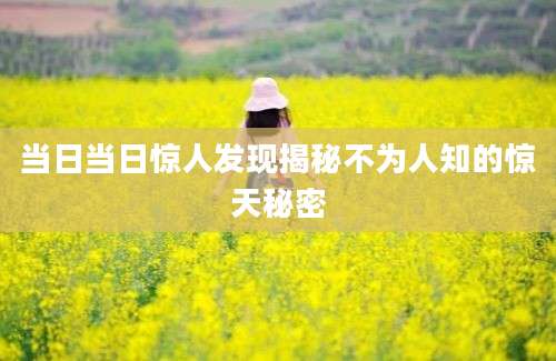 当日当日惊人发现揭秘不为人知的惊天秘密
