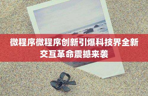 微程序微程序创新引爆科技界全新交互革命震撼来袭