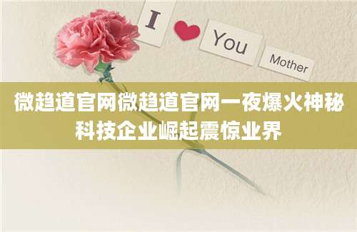 微趋道官网微趋道官网一夜爆火神秘科技企业崛起震惊业界