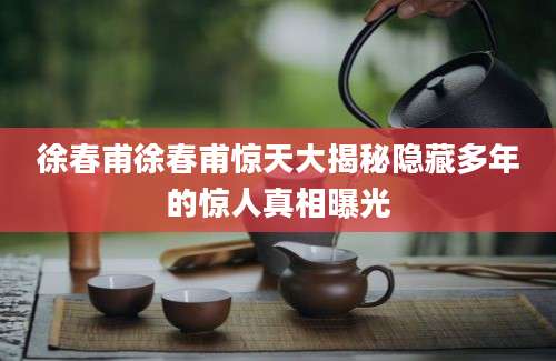 徐春甫徐春甫惊天大揭秘隐藏多年的惊人真相曝光