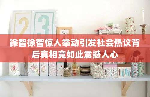 徐智徐智惊人举动引发社会热议背后真相竟如此震撼人心
