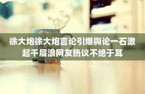 徐大炮徐大炮言论引爆舆论一石激起千层浪网友热议不绝于耳
