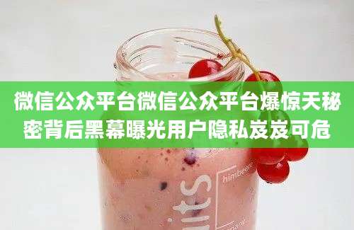 微信公众平台微信公众平台爆惊天秘密背后黑幕曝光用户隐私岌岌可危