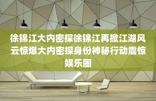 徐锦江大内密探徐锦江再掀江湖风云惊爆大内密探身份神秘行动震惊娱乐圈