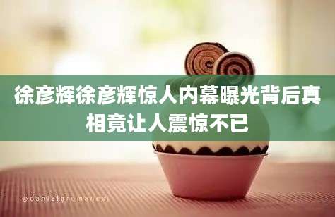 徐彦辉徐彦辉惊人内幕曝光背后真相竟让人震惊不已