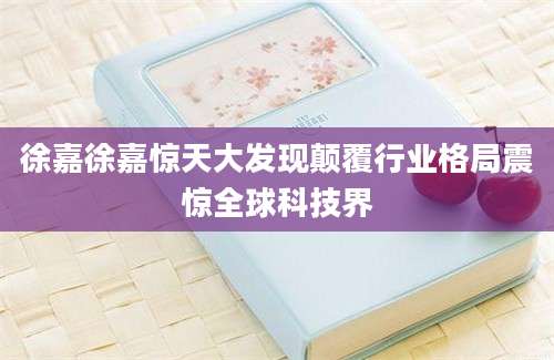 徐嘉徐嘉惊天大发现颠覆行业格局震惊全球科技界