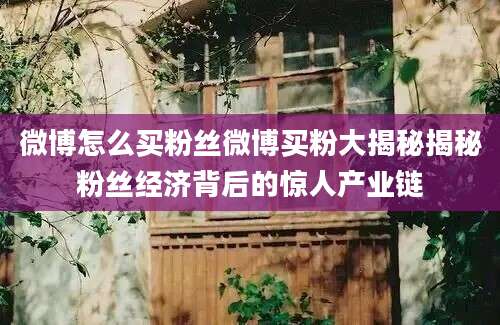 微博怎么买粉丝微博买粉大揭秘揭秘粉丝经济背后的惊人产业链