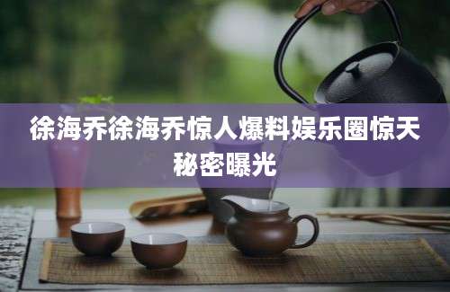 徐海乔徐海乔惊人爆料娱乐圈惊天秘密曝光