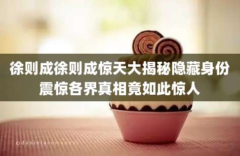 徐则成徐则成惊天大揭秘隐藏身份震惊各界真相竟如此惊人