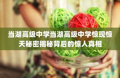 当湖高级中学当湖高级中学惊现惊天秘密揭秘背后的惊人真相