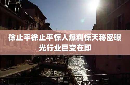 徐止平徐止平惊人爆料惊天秘密曝光行业巨变在即