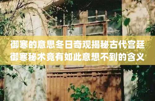 御寒的意思冬日奇观揭秘古代宫廷御寒秘术竟有如此意想不到的含义